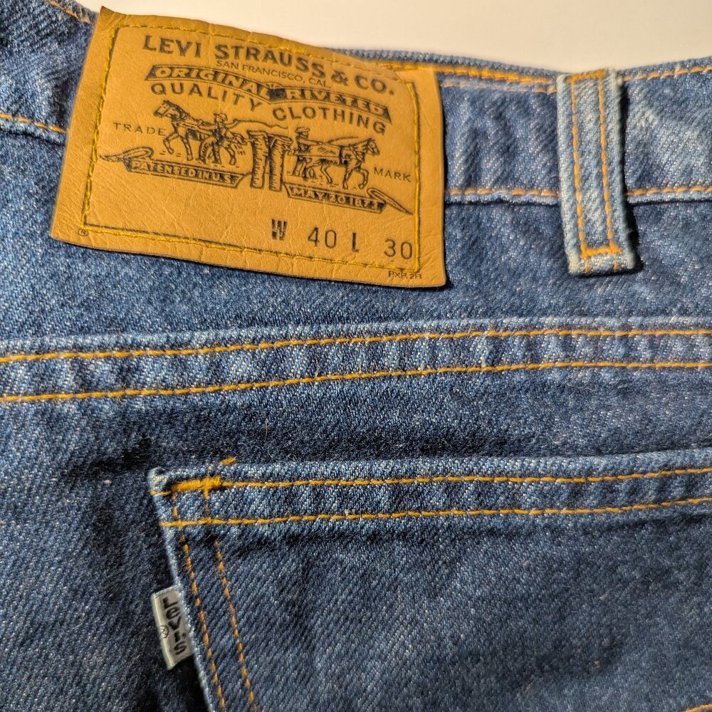 Levis made in the USA from the 902 601 relaxed fit white tag, dark wash